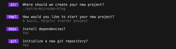 Astroプロジェクト作成時の質問