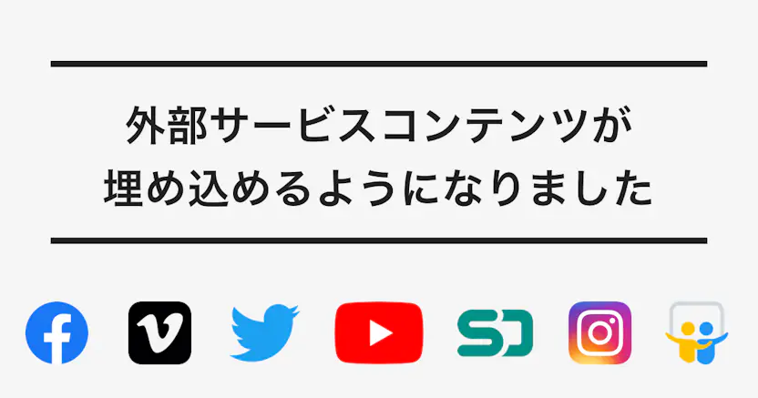 リッチエディタに外部サービスコンテンツの埋め込みができるようになりました